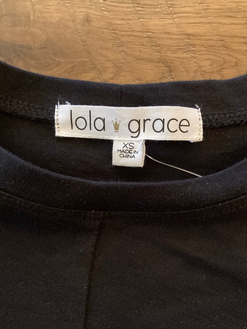 LOLA GRACE Top Long Sleeve Black with Back Tie Size XS - Picture 4 of 6